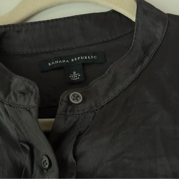 VTG | BANANA REPUBLIC SILK GIRLY COQUETTE UTILITY SHIRT DRESS TUNIC QUIET LUXURY - Picture 6 of 12